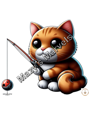 Fishin Kitten Sticker 2 Digital Download