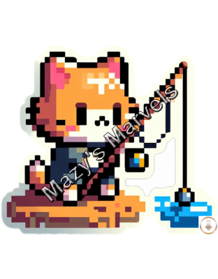 Retro Pixel Kitten Sticker 3 Digital Download