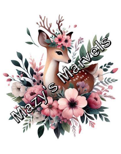 Pretty Watercolor Deer with Flowers Sticker 2
