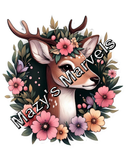 Pretty Watercolor Deer with Flowers Sticker 3