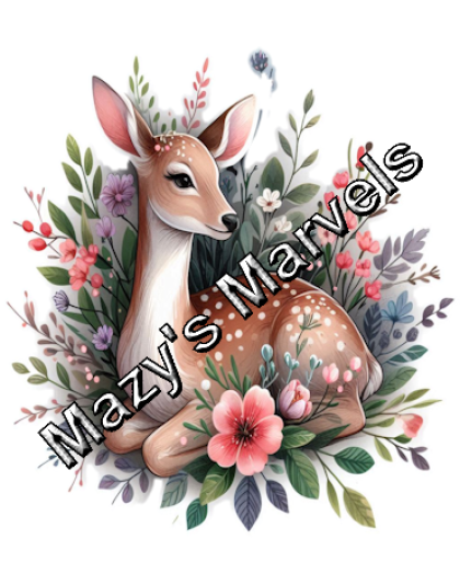 Pretty Watercolor Deer with Flowers Sticker 4