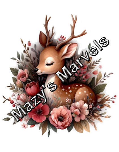 Pretty Watercolor Deer with Flowers Sticker 5