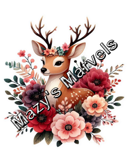 Pretty Watercolor Deer with Flowers Sticker 6