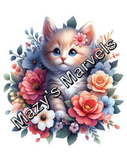 Cute Watercolor Kitten with Flowers Sticker 2