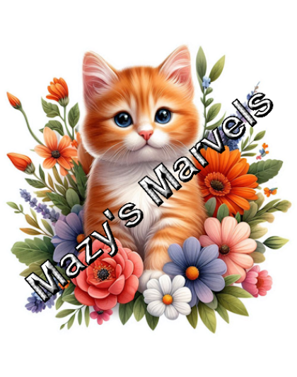 Cute Watercolor Kitten with Flowers Sticker 4