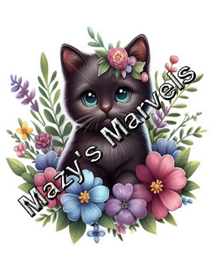 Cute Watercolor Kitten with Flowers Sticker 5