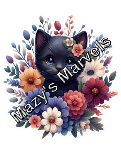 Cute Watercolor Kitten with Flowers Sticker 6