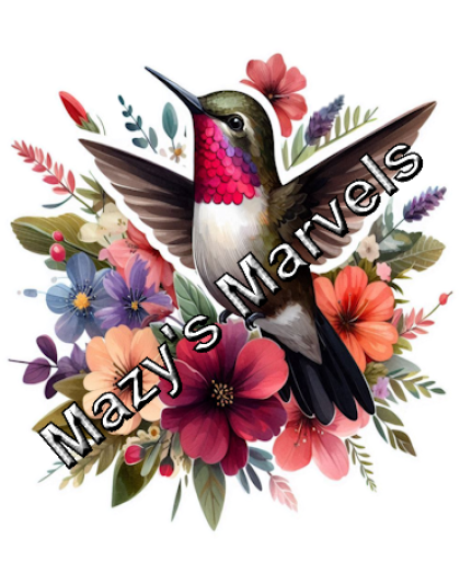 Pretty Watercolor Hummingbird with Flowers Sticker 5