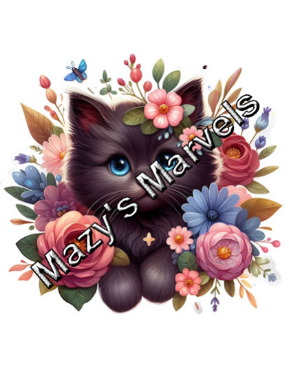 Cute Watercolor Kitten with Flowers Sticker 7