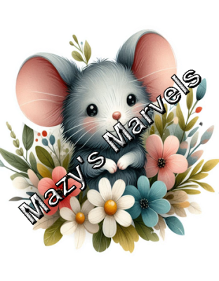 Cute Watercolor Mouse with Flowers Sticker 1