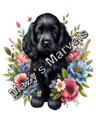 Cute Watercolor Puppy with Flowers Sticker 4