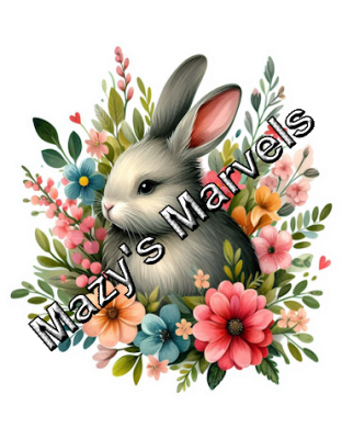 Cute Watercolor Rabbit with Flowers Sticker 2