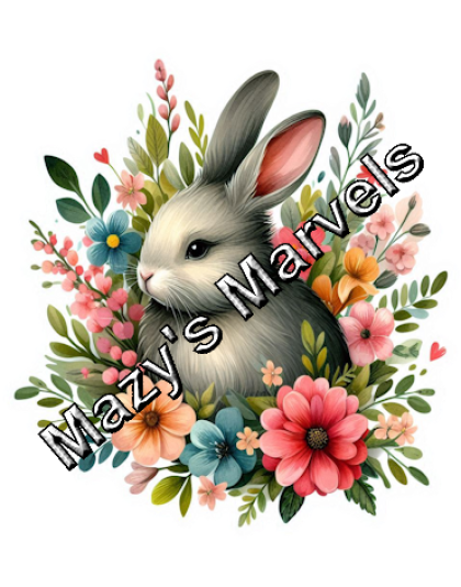 Cute Watercolor Rabbit with Flowers Sticker 2