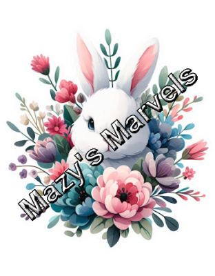 Cute Watercolor Rabbit with Flowers Sticker 3
