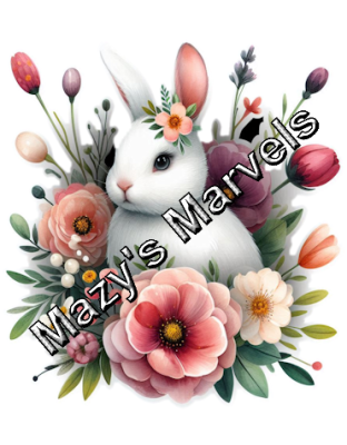 Cute Watercolor Rabbit with Flowers Sticker 4