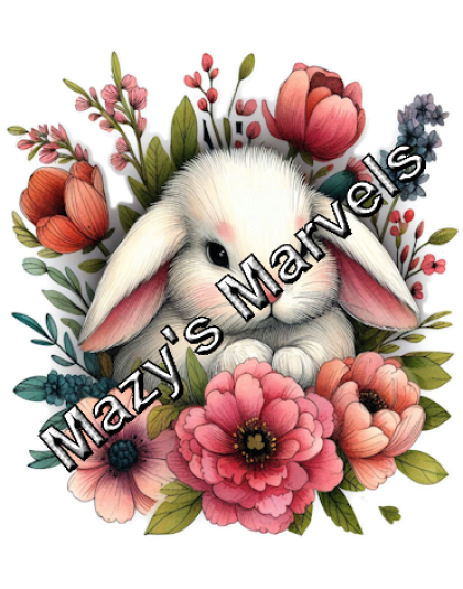 Cute Watercolor Rabbit with Flowers Sticker 5