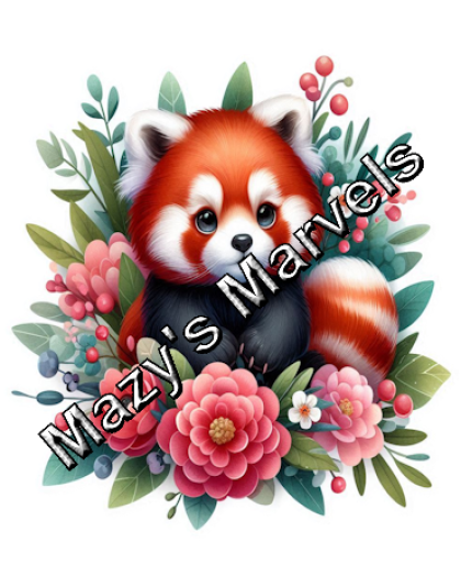 Cute Watercolor Red Panda with Flowers Sticker 5