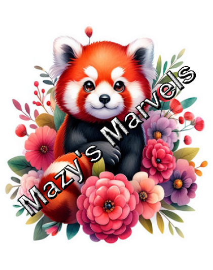 Cute Watercolor Red Panda with Flowers Sticker 7