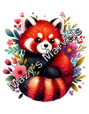 Cute Watercolor Red Panda with Flowers Sticker 8