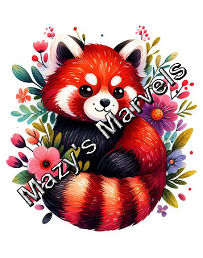 Cute Watercolor Red Panda with Flowers Sticker 8