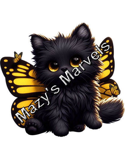 Black Kitten with Yellow Butterfly Wings Sticker 2