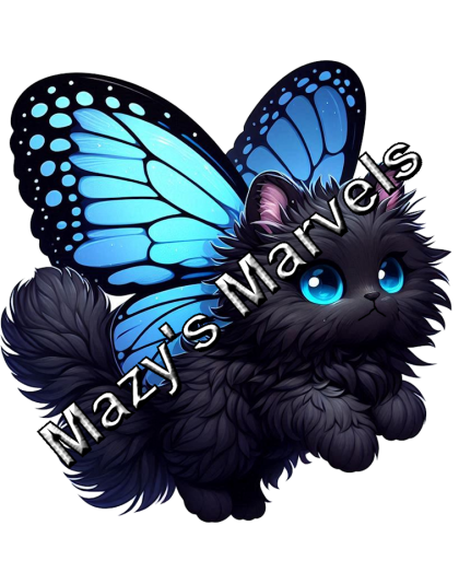 Black Kitten with Light Blue Butterfly Wings Sticker 3