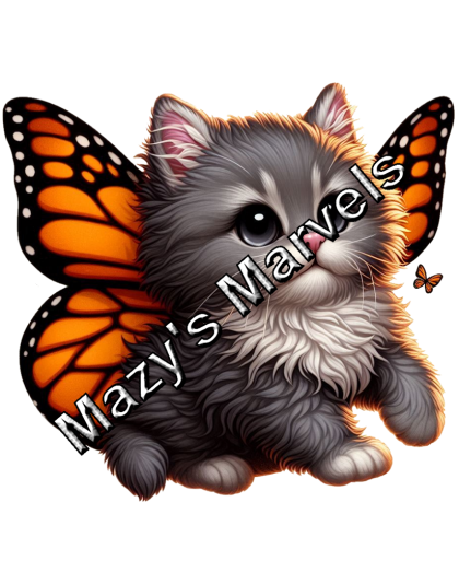 Gray Kitten with Orange Butterfly Wings Sticker 1