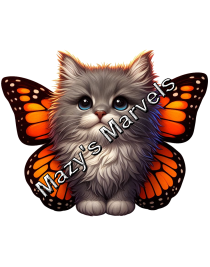 Gray Kitten with Orange Butterfly Wings Sticker 3