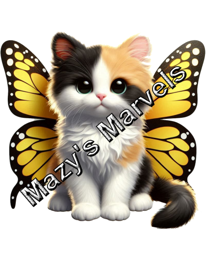 Calico Kitten with Yellow Butterfly Wings Sticker 1