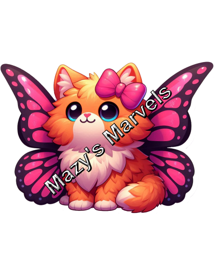Orange Kitten with Pink Butterfly Wings Sticker 1