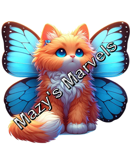 Orange Kitten with Light Blue Butterfly Wings Sticker 1