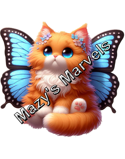 Orange Kitten with Light Blue Butterfly Wings Sticker 4