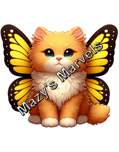 Orange Kitten with Yellow Butterfly Wings Sticker 1