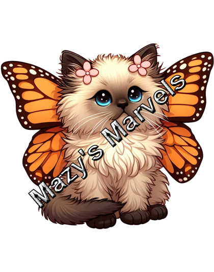 Siamese Kitten with Orange Butterfly Wings Sticker 3