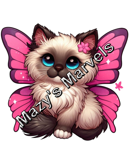 Siamese Kitten with Pink Butterfly Wings Sticker 3