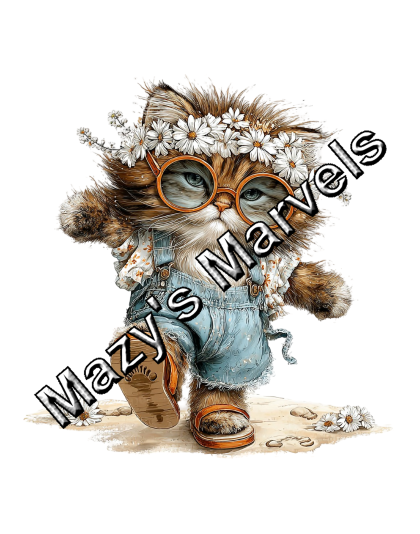 Whimsical Kitten at the Beach Sticker 29