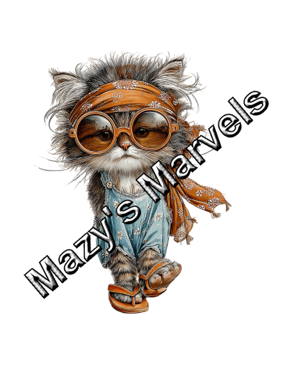 Whimsical Kitten at the Beach Sticker 37